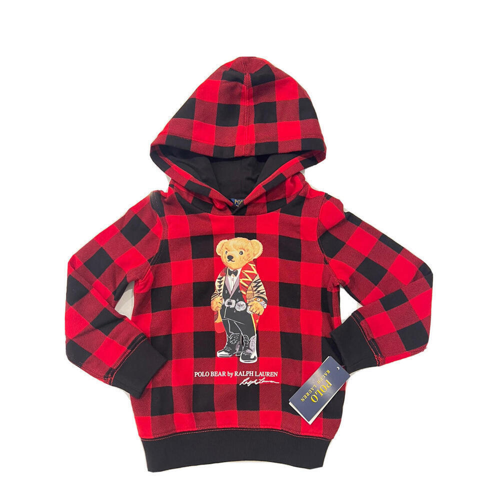 POLO RALPH LAUREN GIRLS BEAR FLEECE HOODIE SIZE 5 - Picture 1 of 5